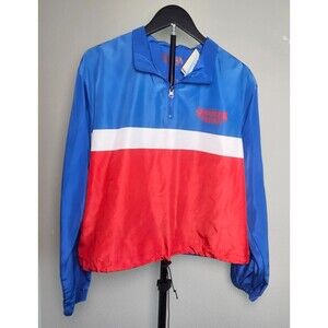 Stranger Things Jacket Womens L Blue Red Windbreaker Netflix Official 80s Retro
